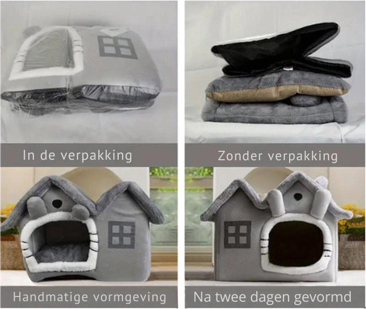 Kattenmand - Opvouwbaar Kattenhuis - Wasbaar Kattenslaaphuisje met Afneembaar Pluche Kussen - Veilig en Comfortabel - 49 x 39 x 46 cm