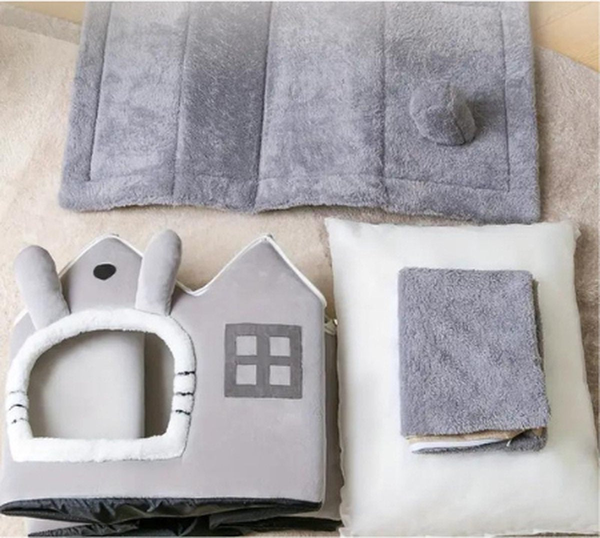 Kattenmand - Opvouwbaar Kattenhuis - Wasbaar Kattenslaaphuisje met Afneembaar Pluche Kussen - Veilig en Comfortabel - 49 x 39 x 46 cm