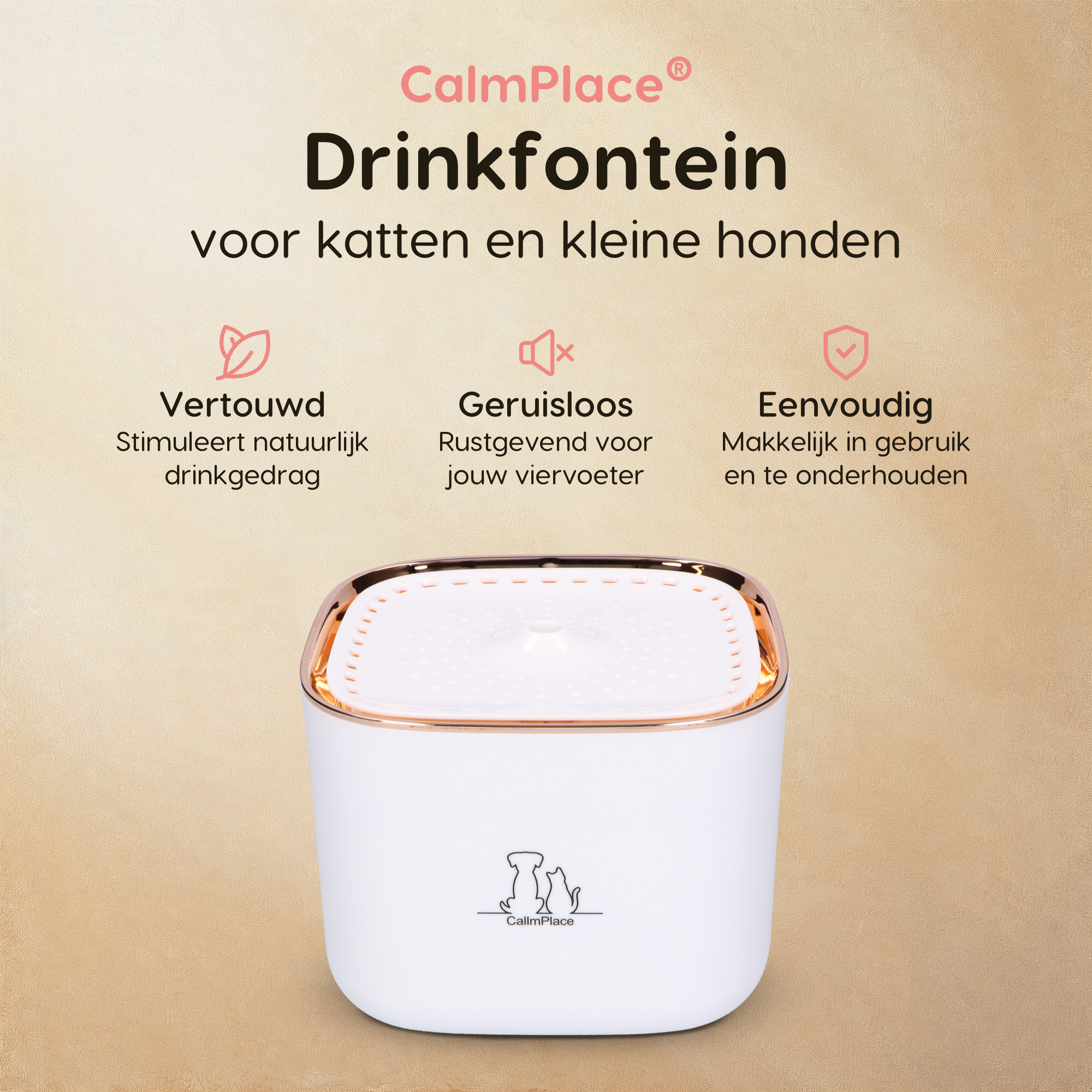 CallmPlace Drinkfontein - Waterfontein voor katten en kleine honden - 3 liter - fluisterstil MET filter - huisdier - Kleur wit