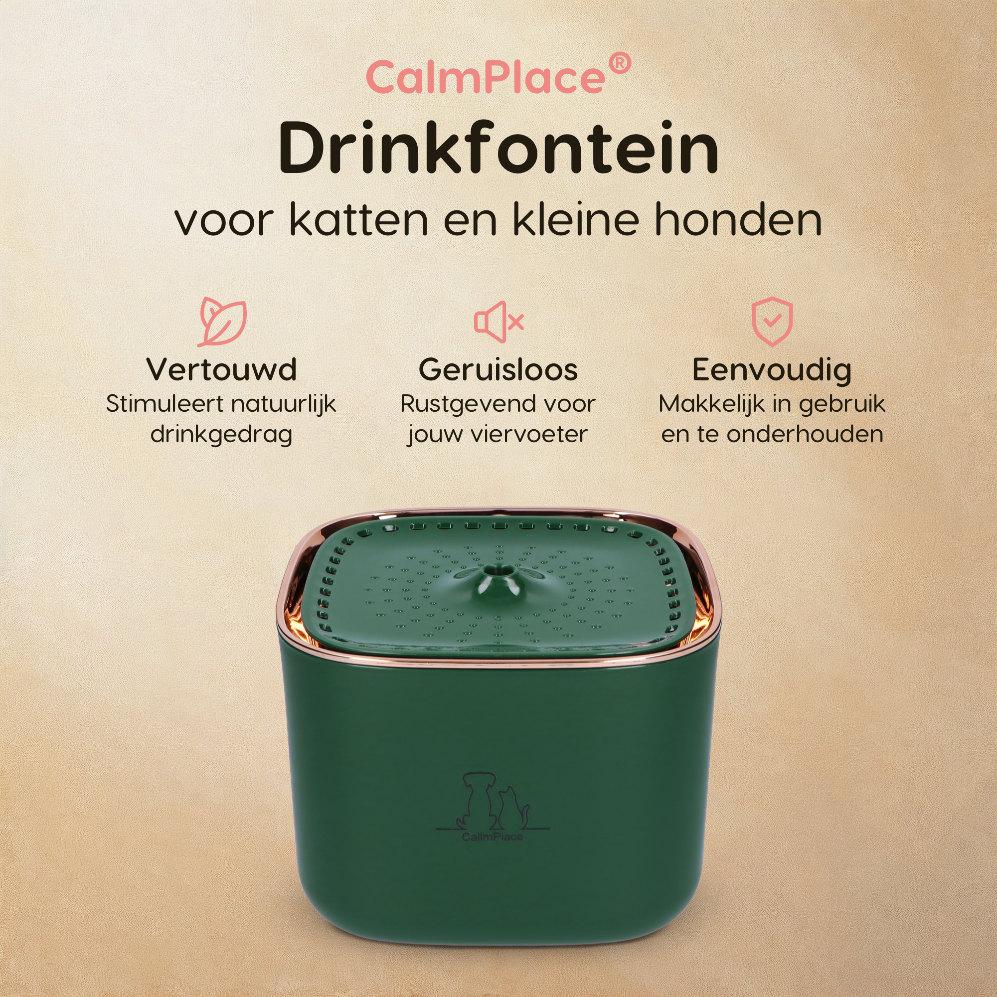 CallmPlace Drinkfontein - Waterfontein voor katten en kleine honden - 3 liter - fluisterstil MET filter - huisdier - Kleur groen