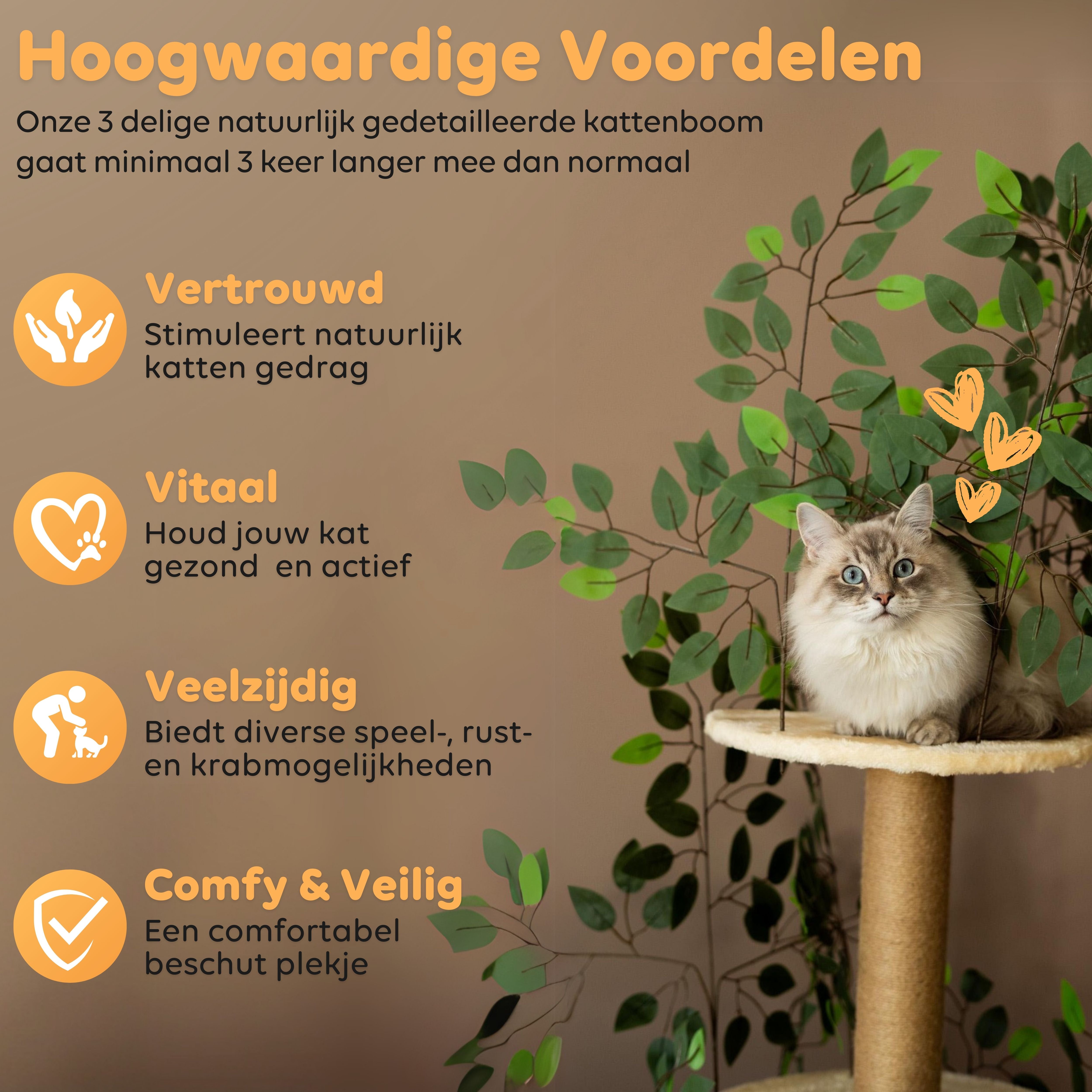 CallmPlace - Kattenboom - met Bladeren - krabpalen - kattenboom - Kattenkrabpaal