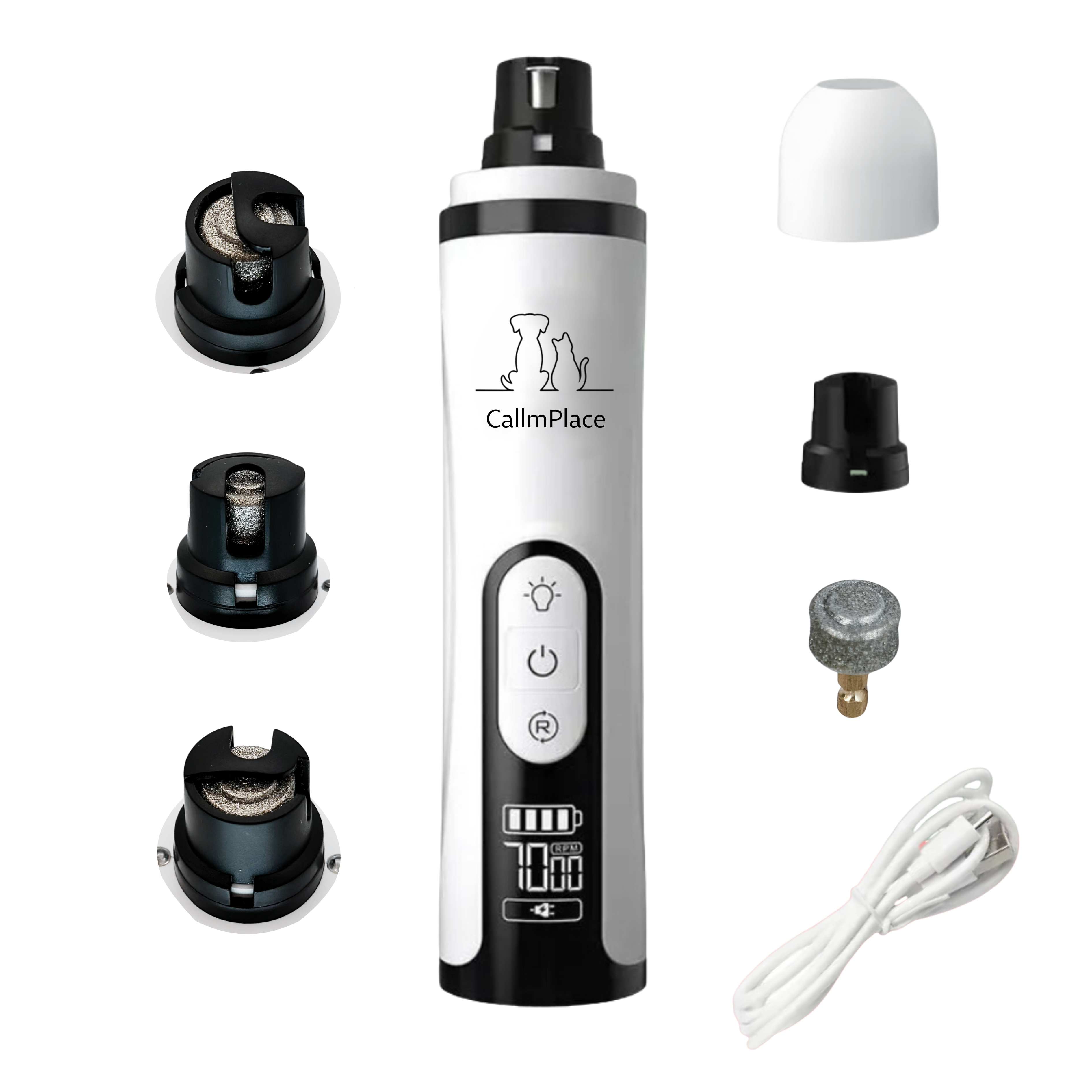 CallmPlace - Nagelvijl - Elektrische nagelvijl voor honden en katten - 1 negelvijlkop (al op de vijl bevestigd)