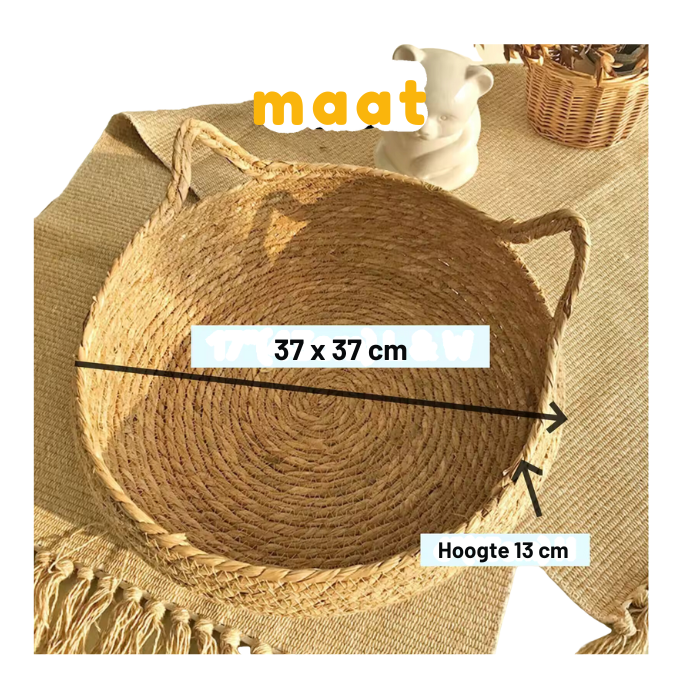 Kattenmand - Geweven van riet - Kattenbed - 37 x 37 cm