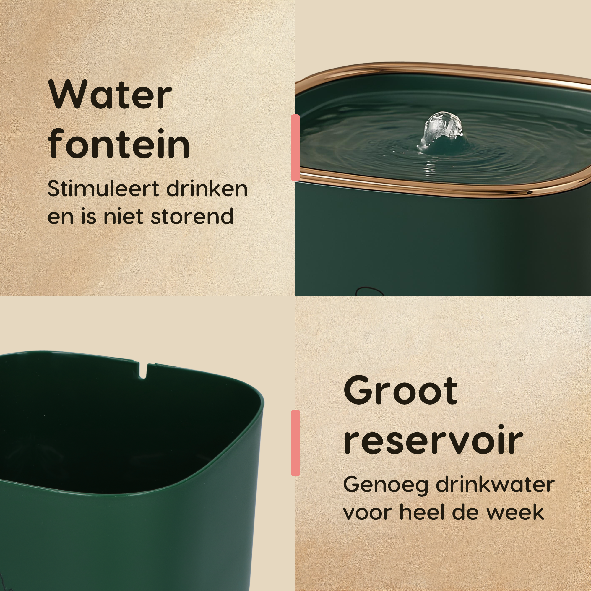 CallmPlace Drinkfontein - Waterfontein voor katten en kleine honden - 3 liter - fluisterstil MET filter - huisdier - Kleur groen