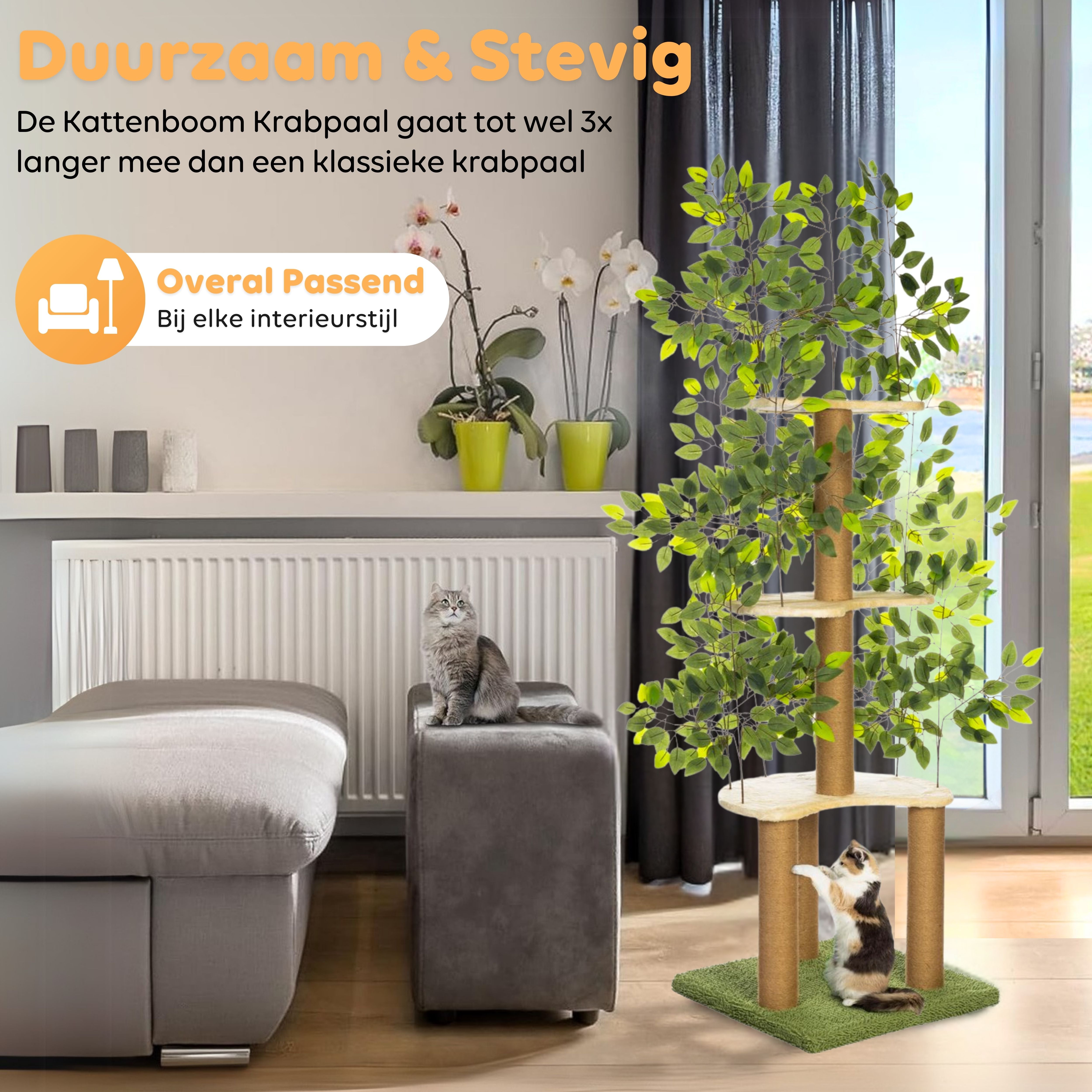 CallmPlace - Kattenboom - met Bladeren - krabpalen - kattenboom - Kattenkrabpaal