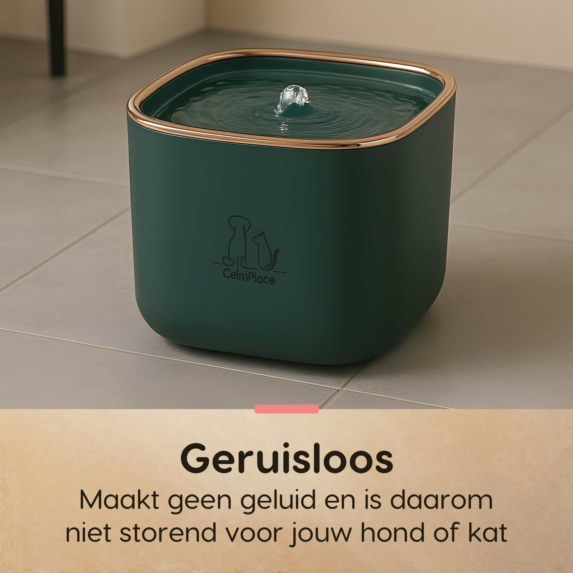 CallmPlace Drinkfontein - Waterfontein voor katten en kleine honden - 3 liter - fluisterstil MET filter - huisdier - Kleur groen