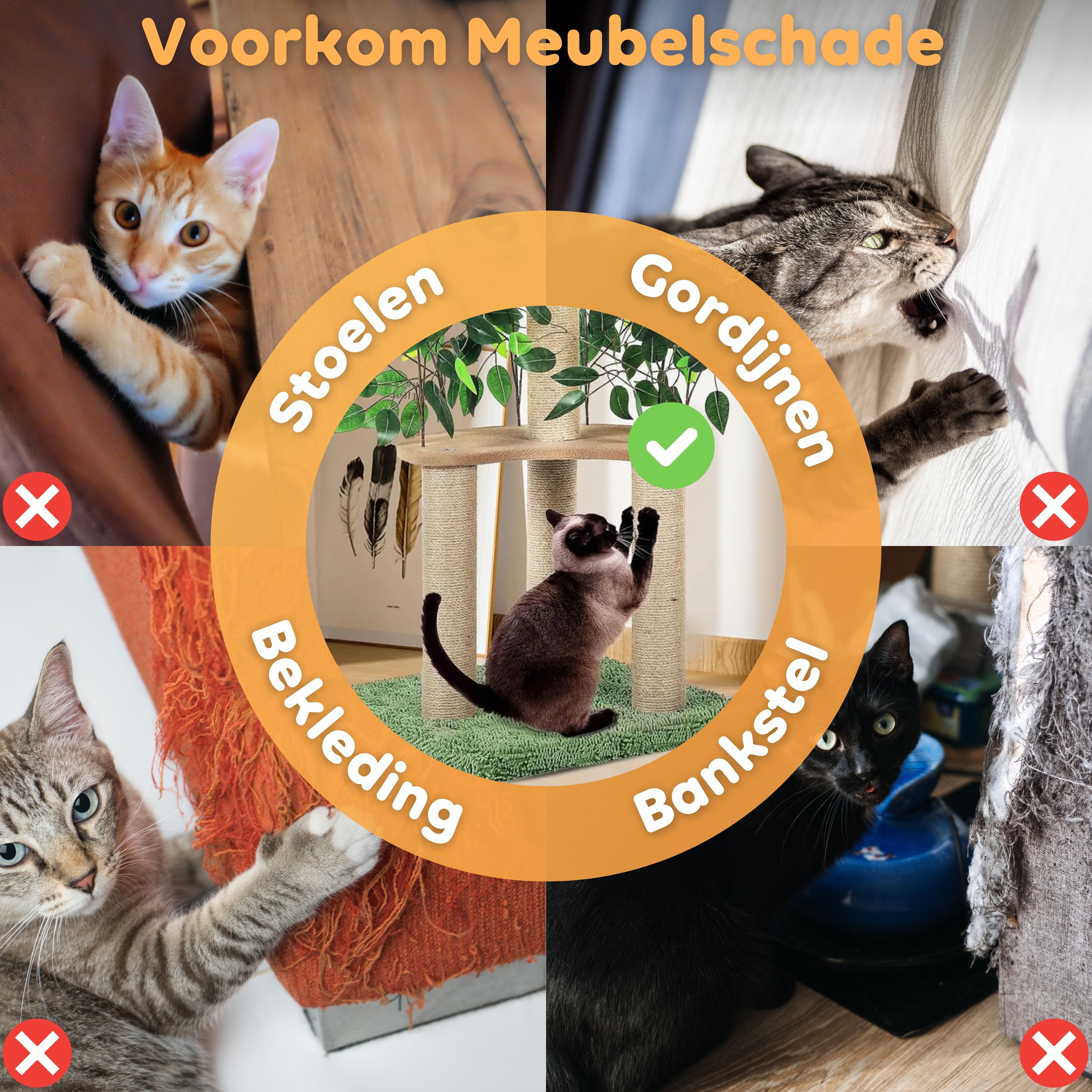 CallmPlace - Kattenboom - met Bladeren - krabpalen - kattenboom - Kattenkrabpaal