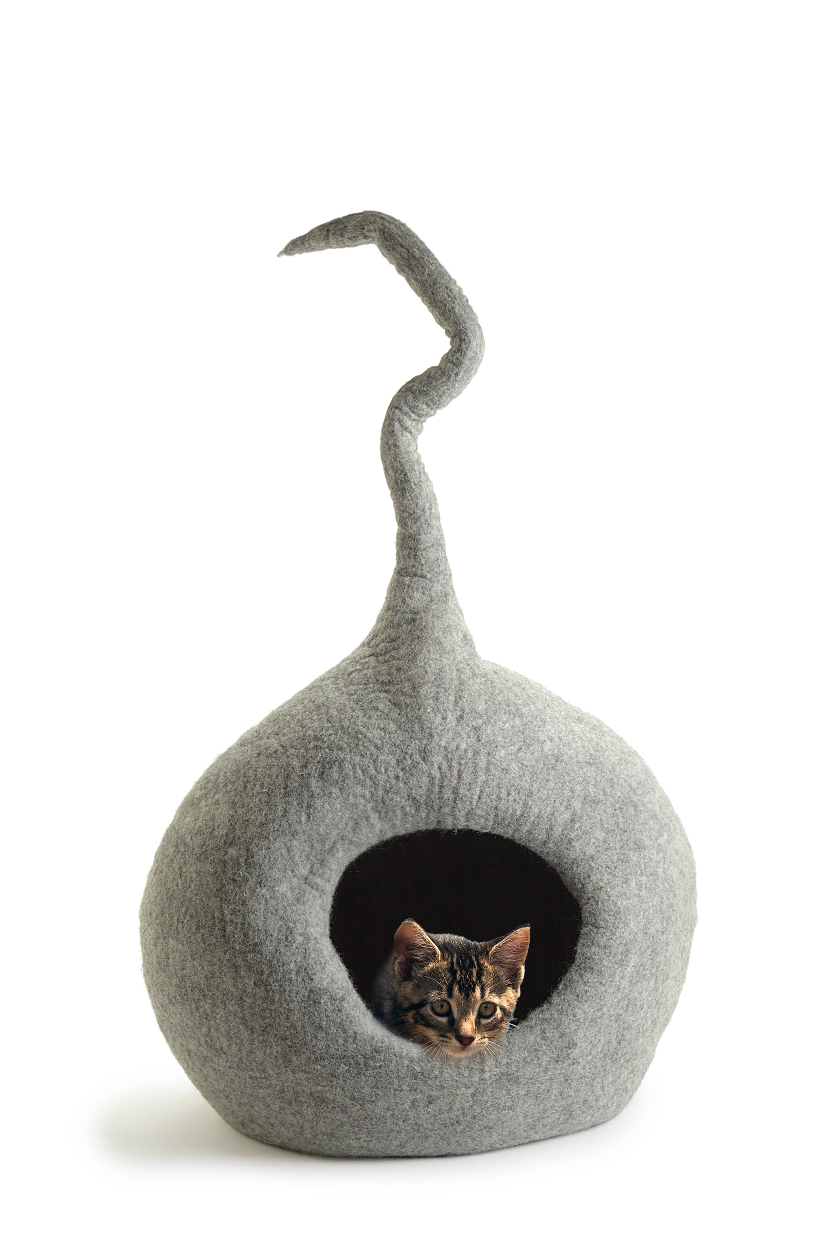 CBC Huisdieren - Unieke Kattenhol Bed Groot - 100% Wol, Handgemaakt: Wit / X-Large