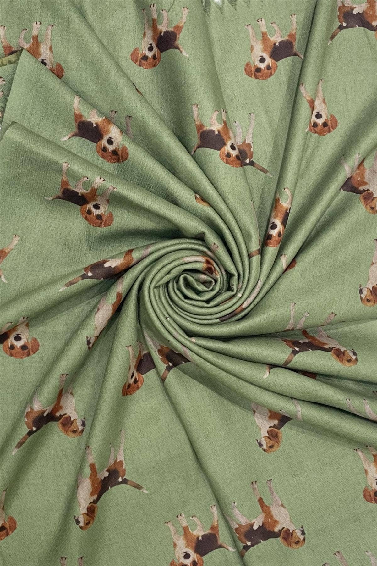 Sjaal met Beagle hondenprint en franjeranden: Denim