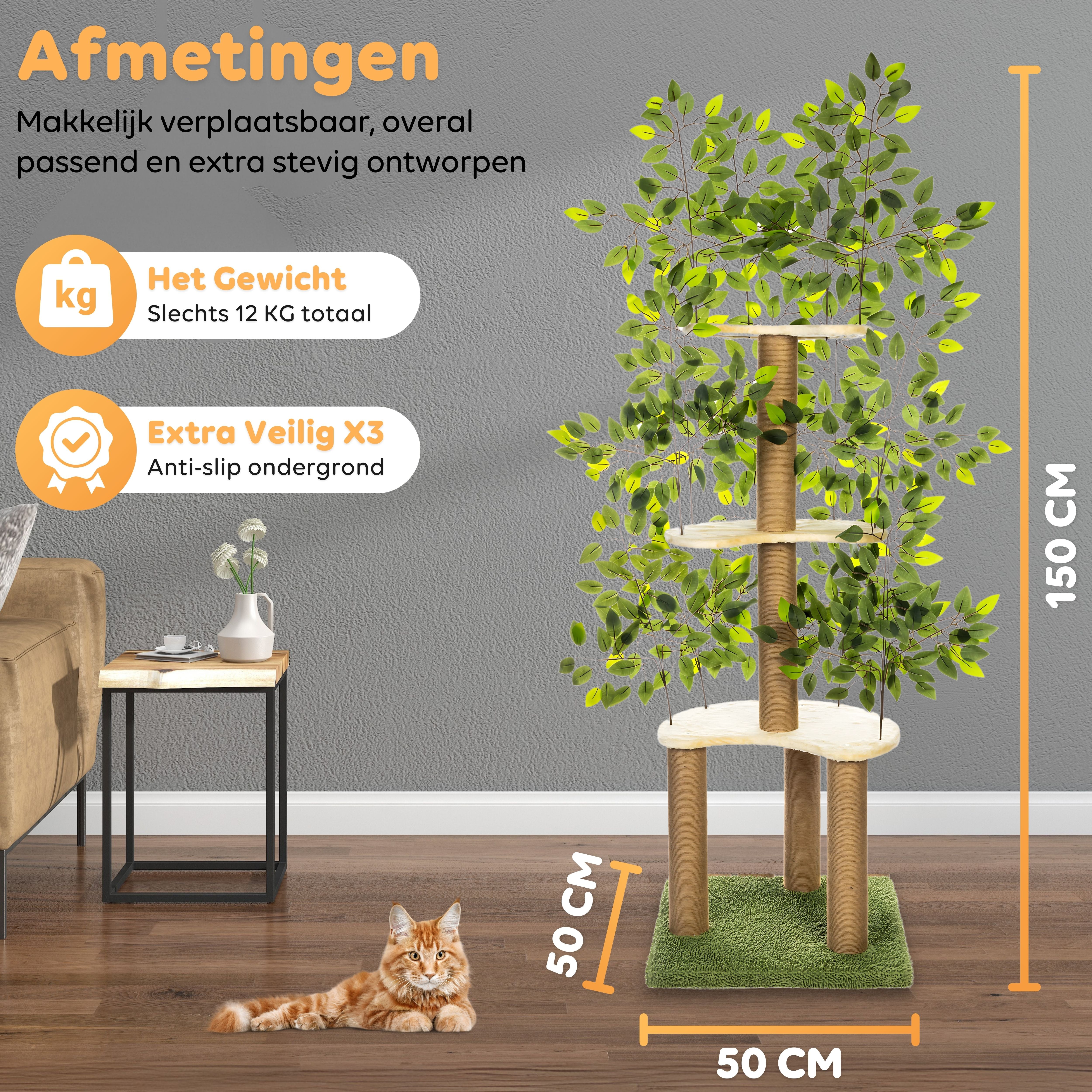 CallmPlace - Kattenboom - met Bladeren - krabpalen - kattenboom - Kattenkrabpaal