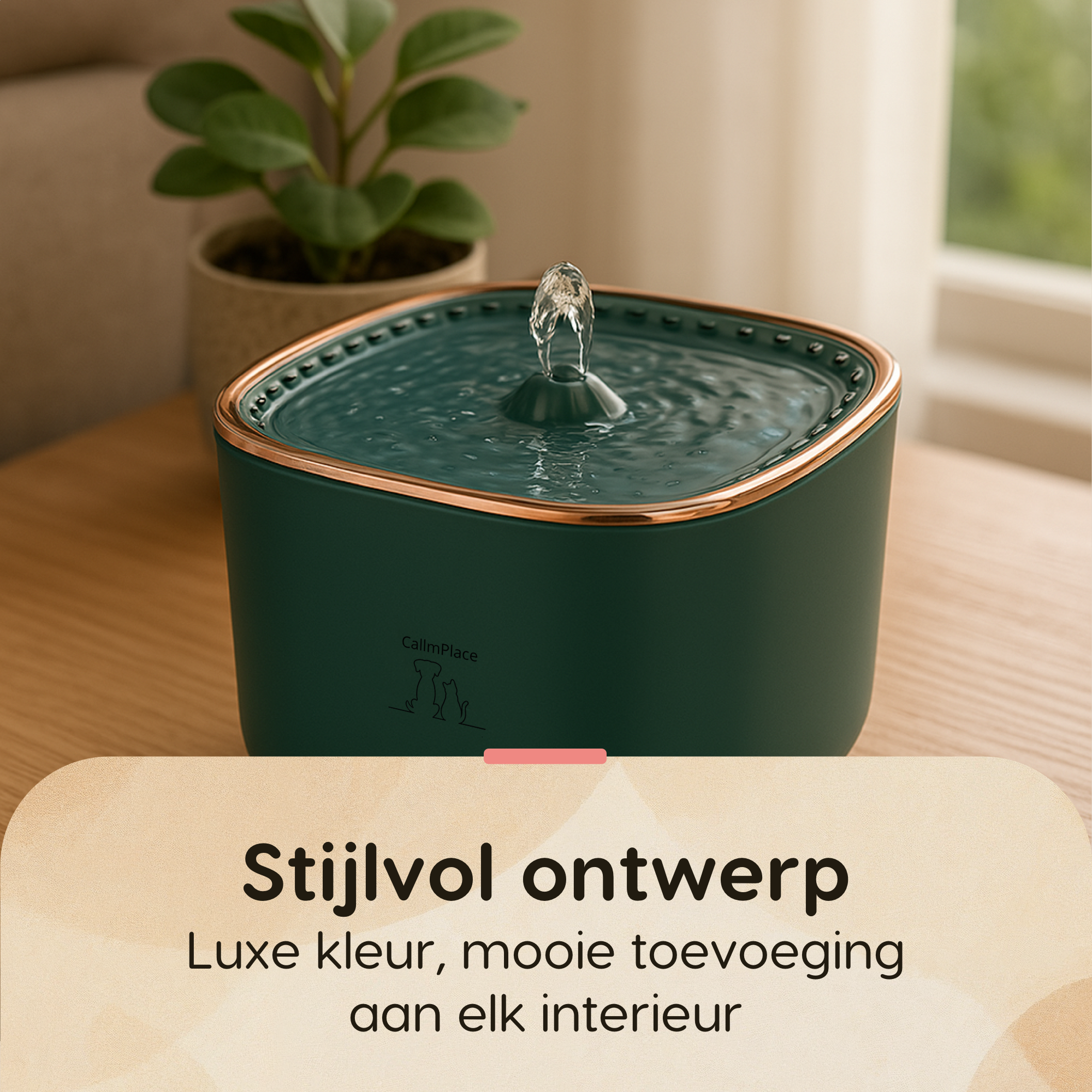 CallmPlace Drinkfontein - Waterfontein voor katten en kleine honden - 3 liter - fluisterstil MET filter - huisdier - Kleur groen