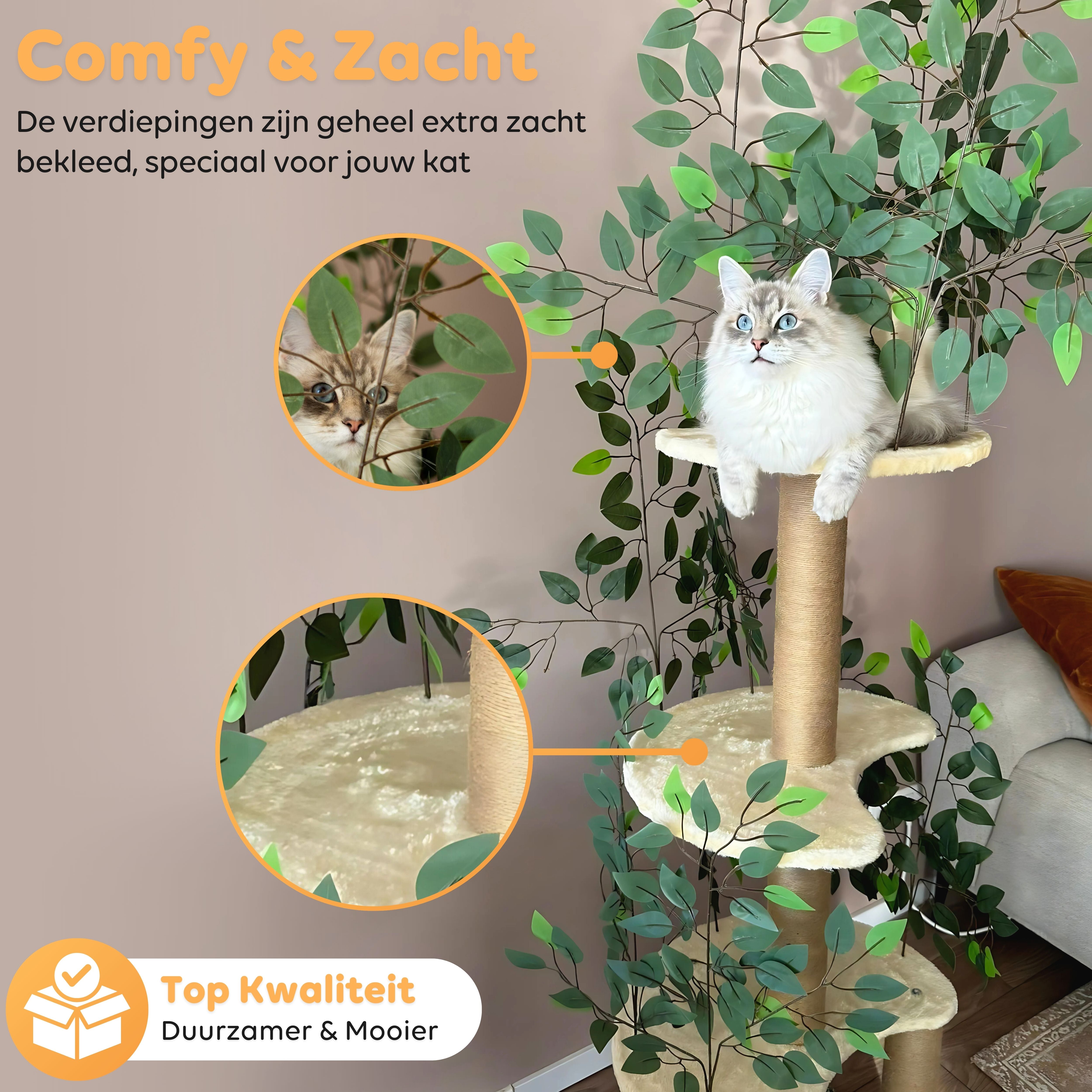 CallmPlace - Kattenboom - met Bladeren - krabpalen - kattenboom - Kattenkrabpaal