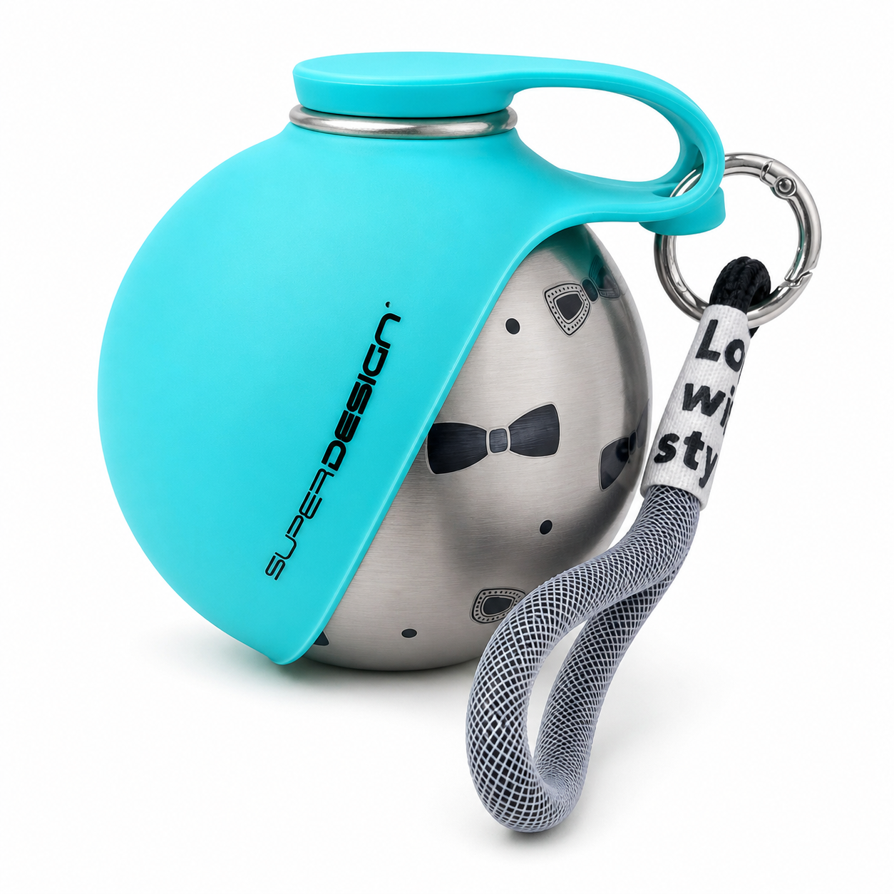 Hondendrinkbal voor onderweg – Draagbare honden drinkfles 285 ml – RVS drinkbal met siliconen drinkbak – Lekvrij – Voor wandelen, reizen en auto – Turquoise