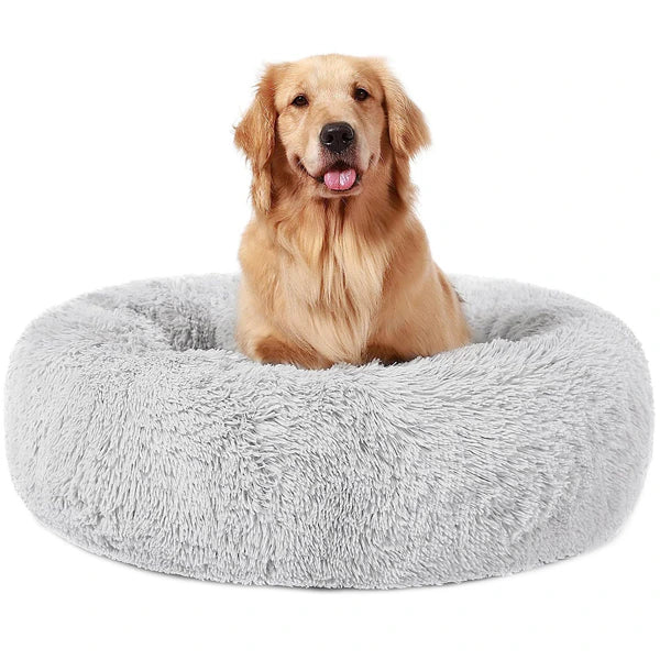 Grijze Pluche Hondenmand Rond Ø 100 cm – Zacht & Wasbaar