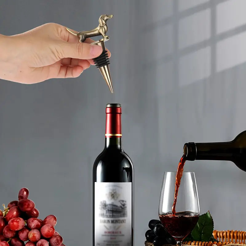 Teckel Wijnstopper, Roestvrijstaal, Teckelvorm Wijnfleskurk, Uitbreidbare Drankflessenstop