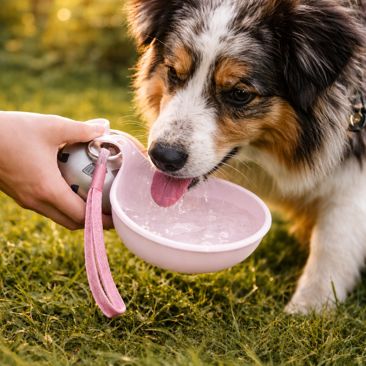 Hondendrinkbal voor onderweg – Draagbare honden drinkfles 285 ml – RVS drinkbal met siliconen drinkbak – Lekvrij – Voor wandelen, reizen en auto – Turquoise