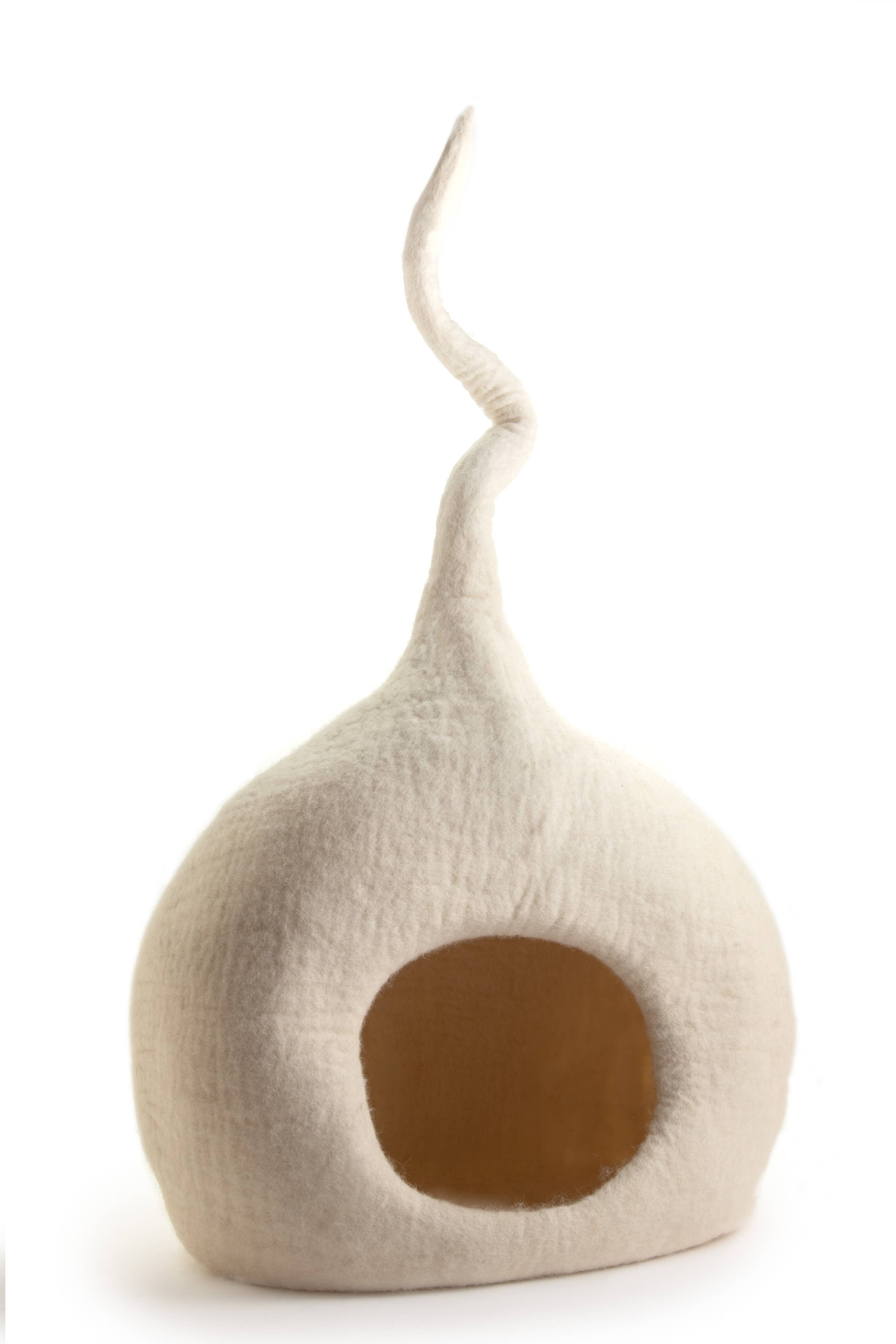 Vilten Kattenhol van Merinowol - Handgemaakt: Wit / X-Large