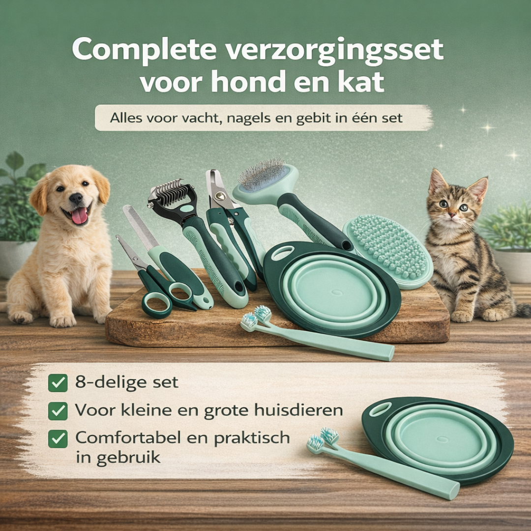 CallmPlace 8-delige verzorgingsset voor hond en kat
