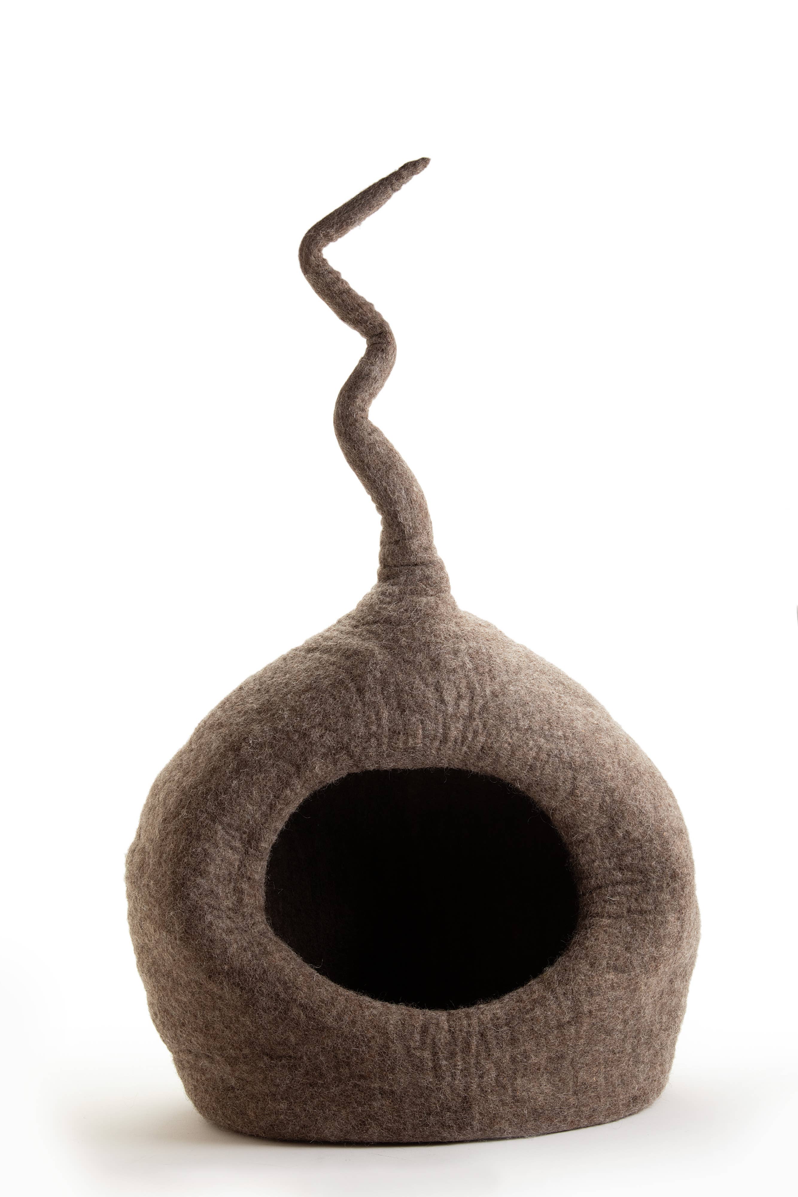 CBC Huisdieren - Unieke Kattenhol Bed Groot - 100% Wol, Handgemaakt: Donkergrijs / X-Large