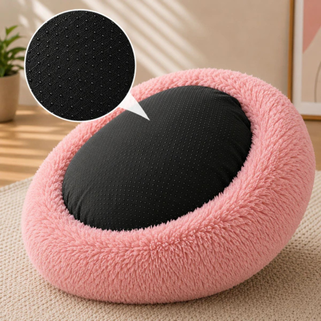 Roze Pluche Hondenmand Rond Ø 100 cm – Zacht & Wasbaar