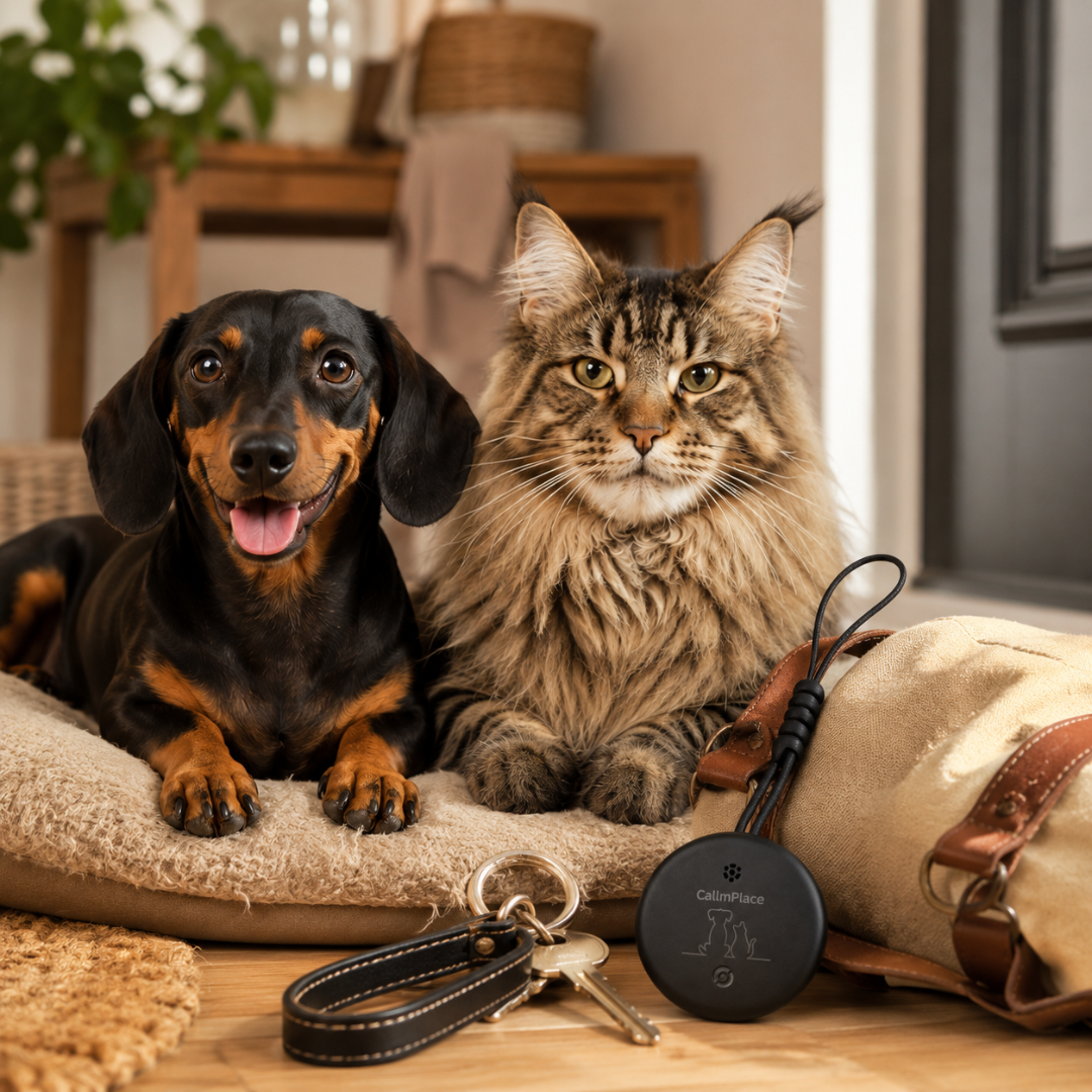 CallmPlace Tracker voor hond en kat – Werkt met iPhone en Android – Huisdier tracker – Sleutelvinder – Voor tas, koffer en halsband – Zwart