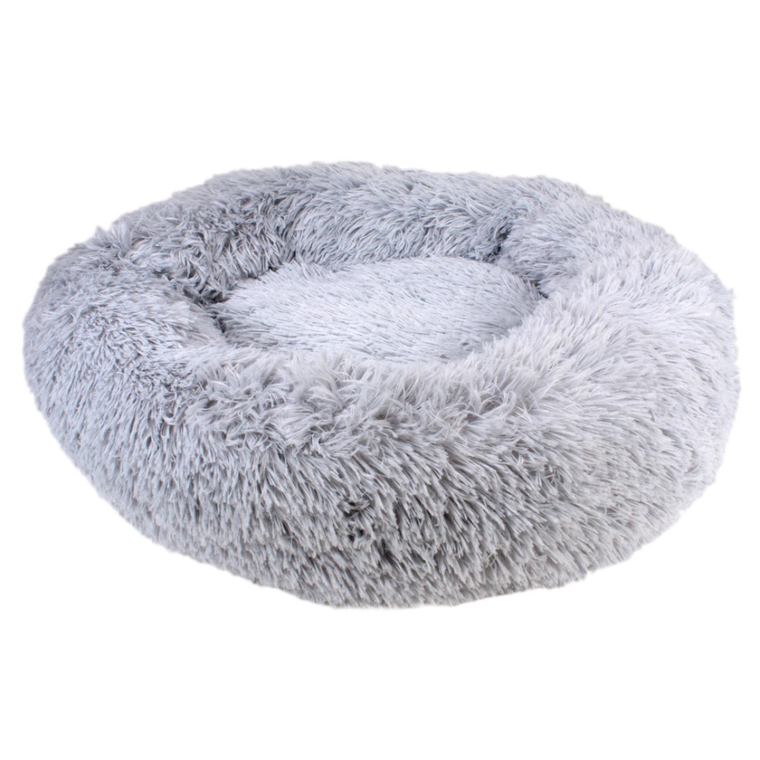 Kattenmand - Kleine hondenmand - Pluche kattenbed – Zachte ronde kattenmand – Ø 60 cm – Grijs