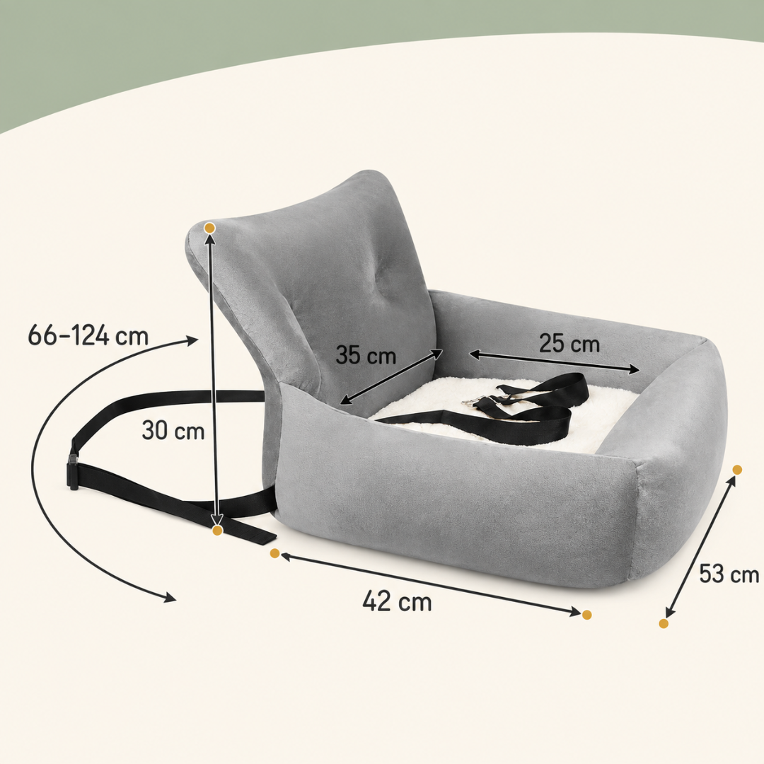 Hondenautostoel L grijs – 53 × 42 × 30 cm – tot 4 kg