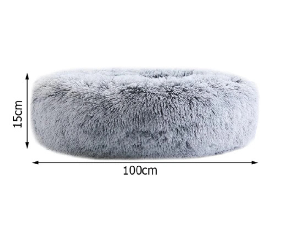 Grijze Pluche Hondenmand Rond Ø 100 cm – Zacht & Wasbaar