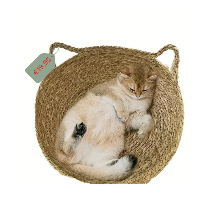 Kattenmand - Geweven van riet - Kattenbed - 37 x 37 cm