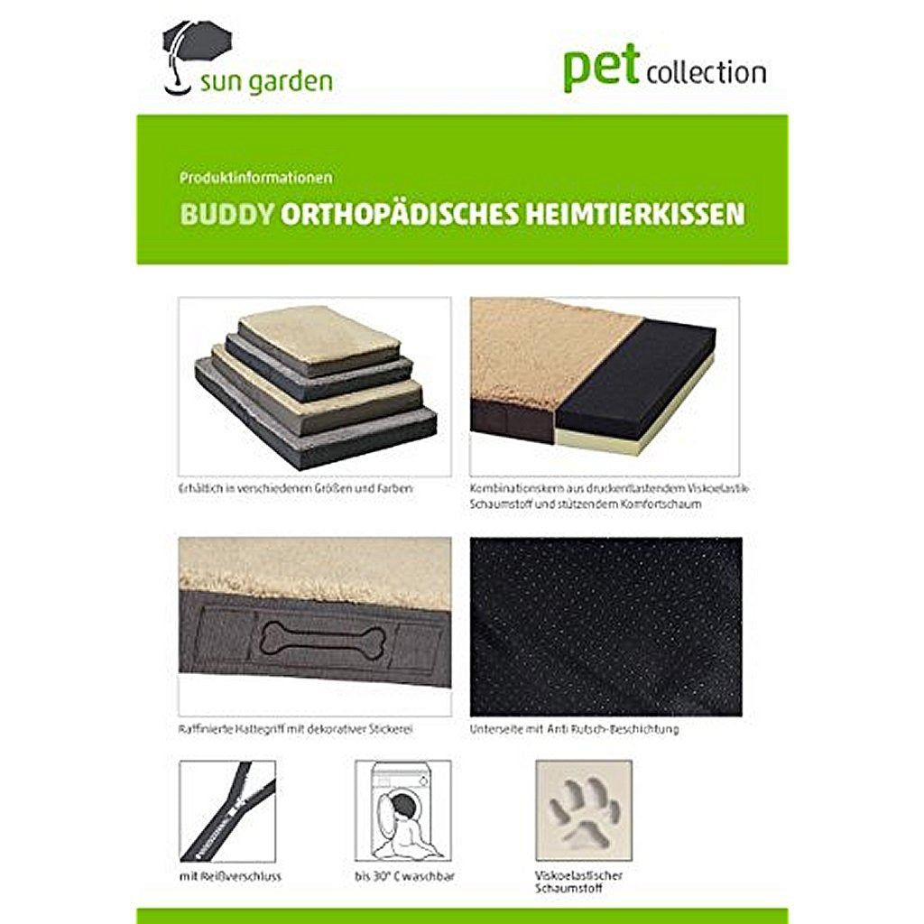 Sun Garden Buddy Orthopedisch Hondenkussen 72X50X8Cm Antraciet