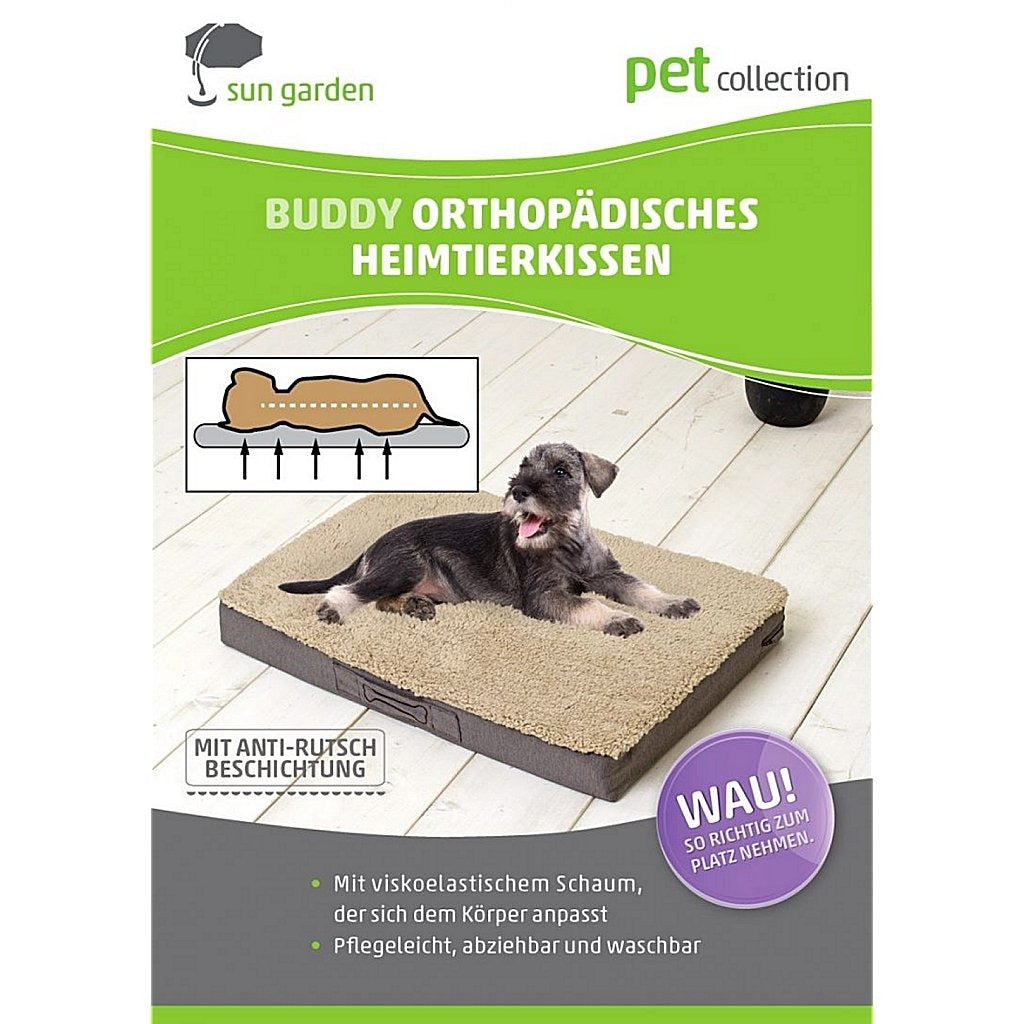 Sun Garden Buddy Orthopedisch Hondenkussen 72X50X8Cm Lichtgrijs/Gemeleerd