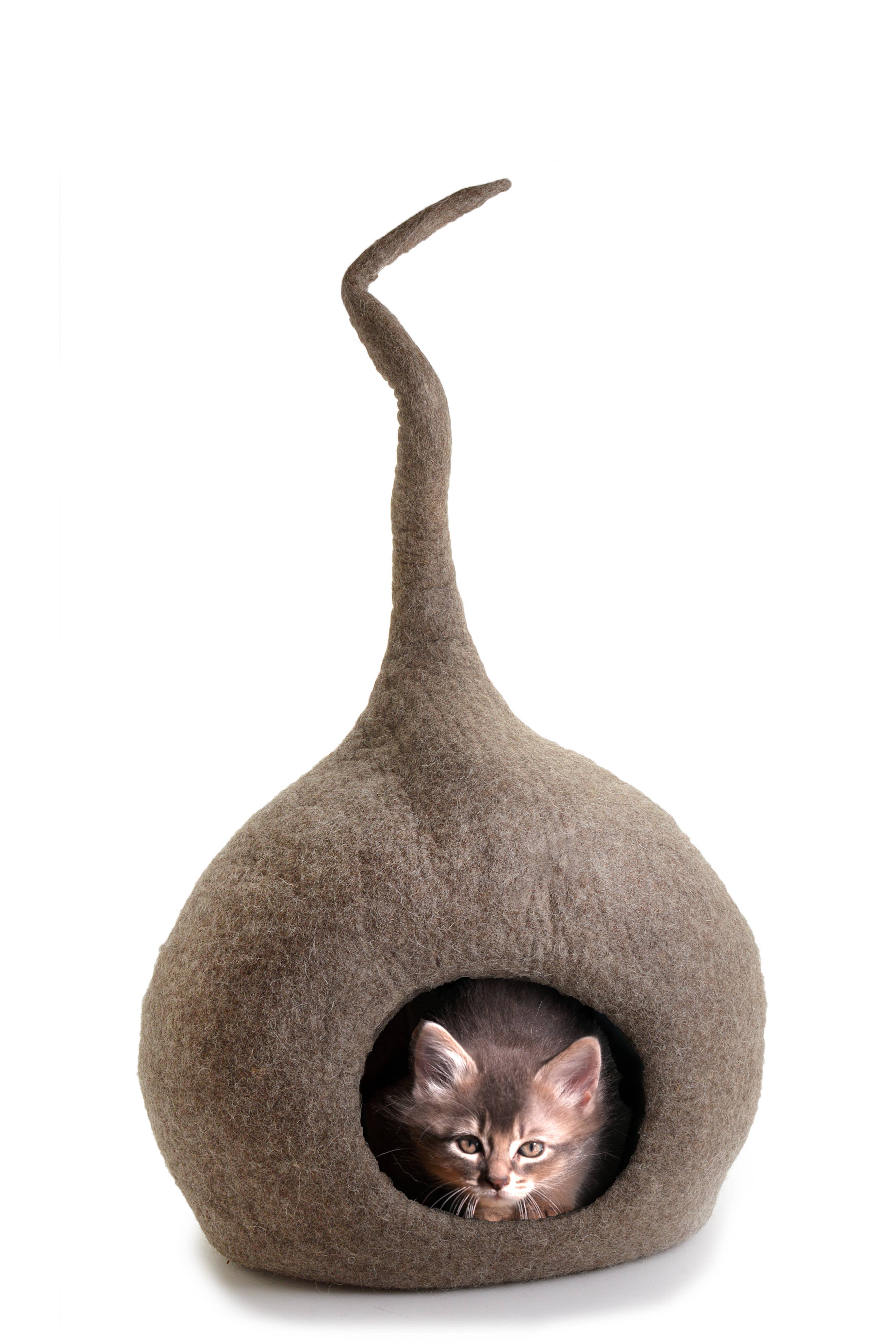 CBC Huisdieren - Unieke Kattenhol Bed Groot - 100% Wol, Handgemaakt: Lichtgrijs / X-Large