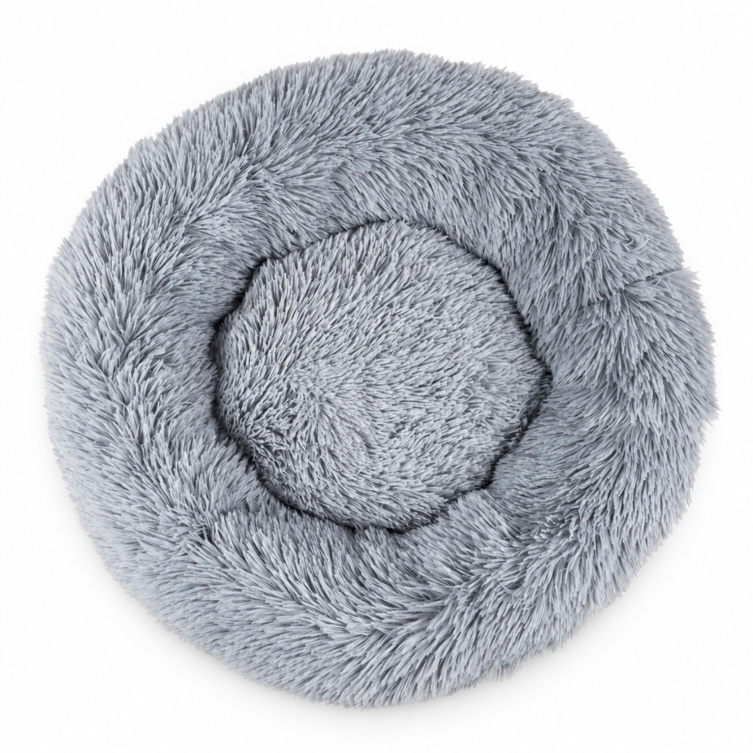 Kattenmand - Kleine hondenmand - Pluche kattenbed – Zachte ronde kattenmand – Ø 60 cm – Grijs