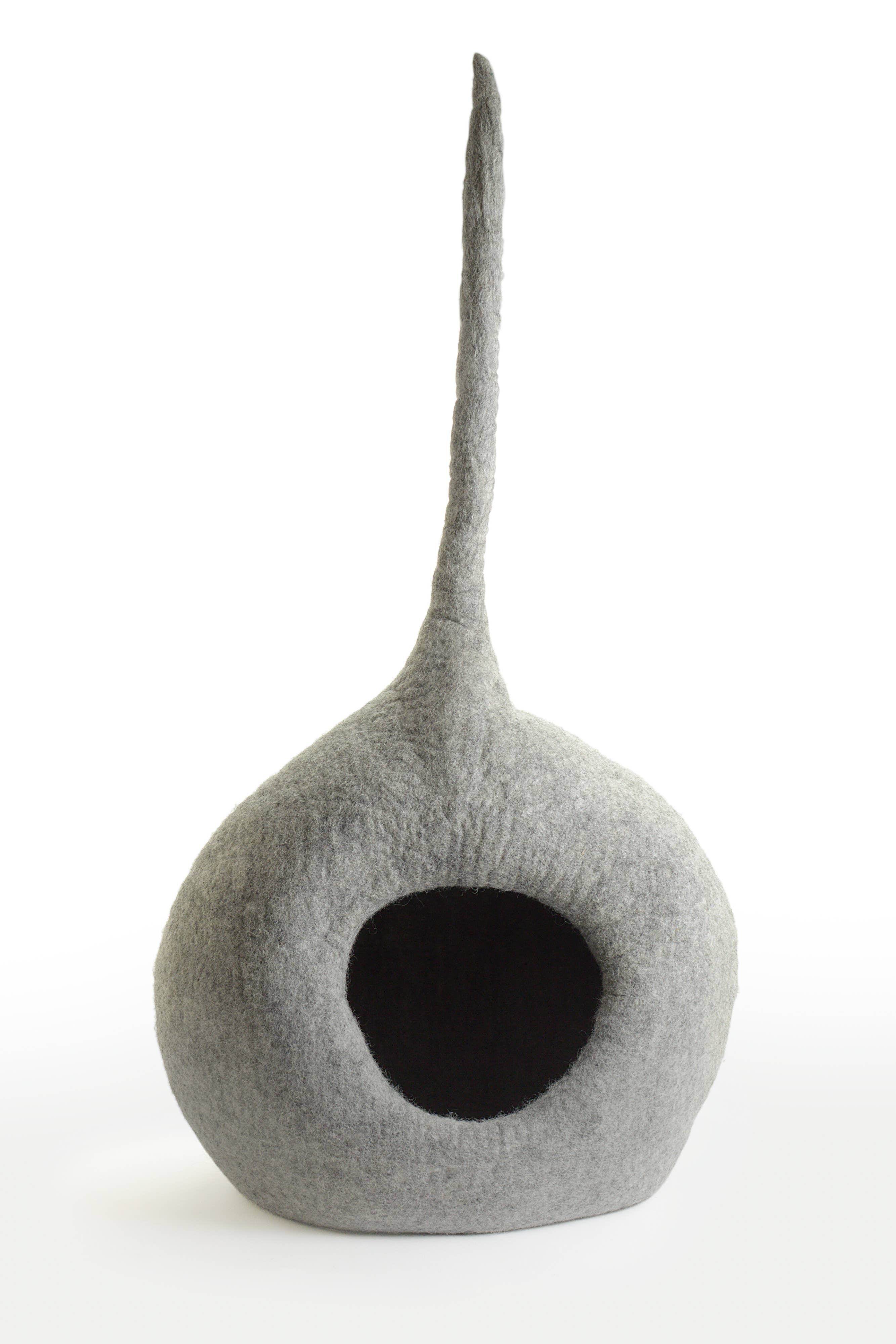 CBC Huisdieren - Unieke Kattenhol Bed Groot - 100% Wol, Handgemaakt: Donkergrijs / X-Large