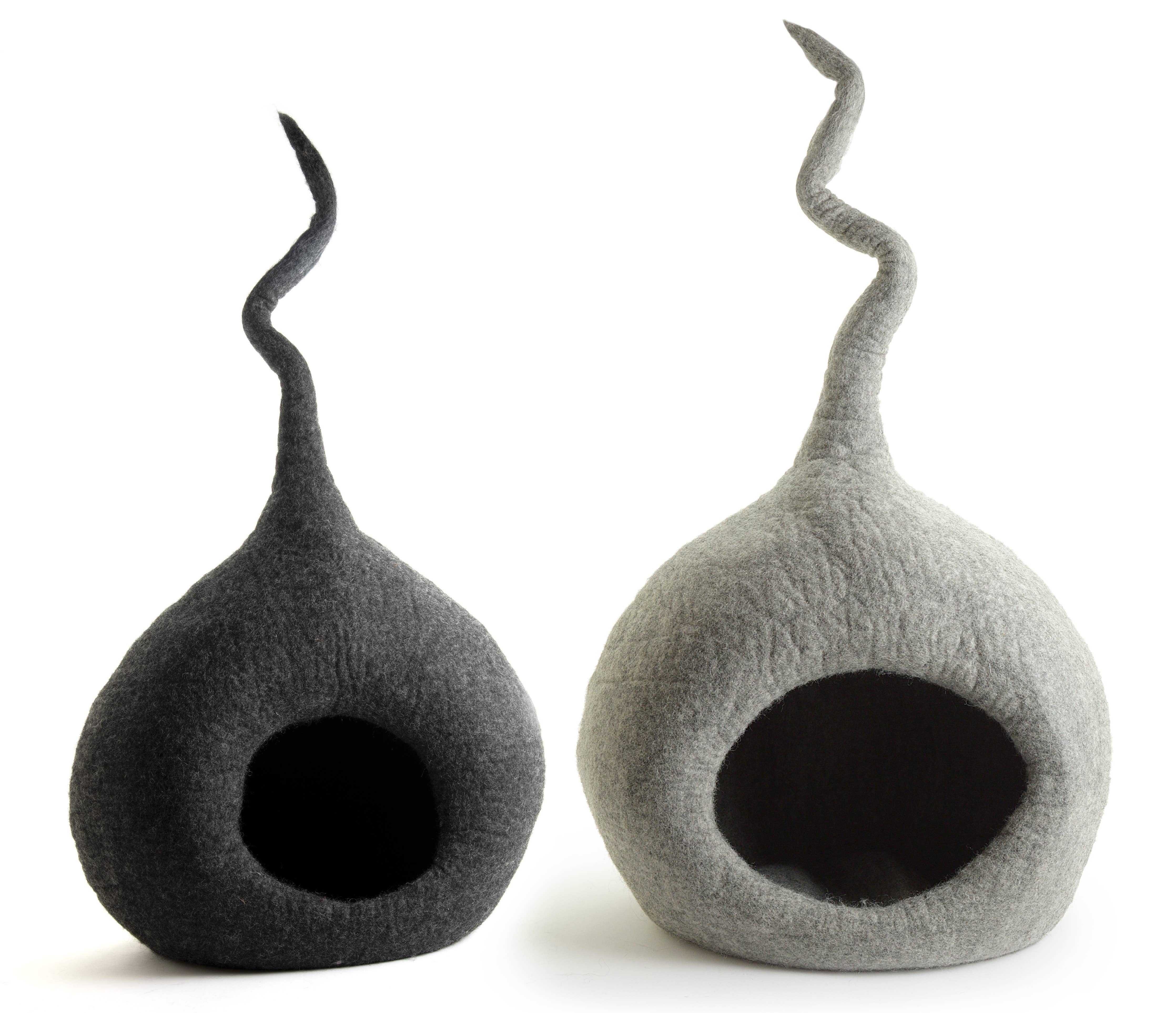 CBC Huisdieren - Unieke Kattenhol Bed Groot - 100% Wol, Handgemaakt: Donkergrijs / X-Large