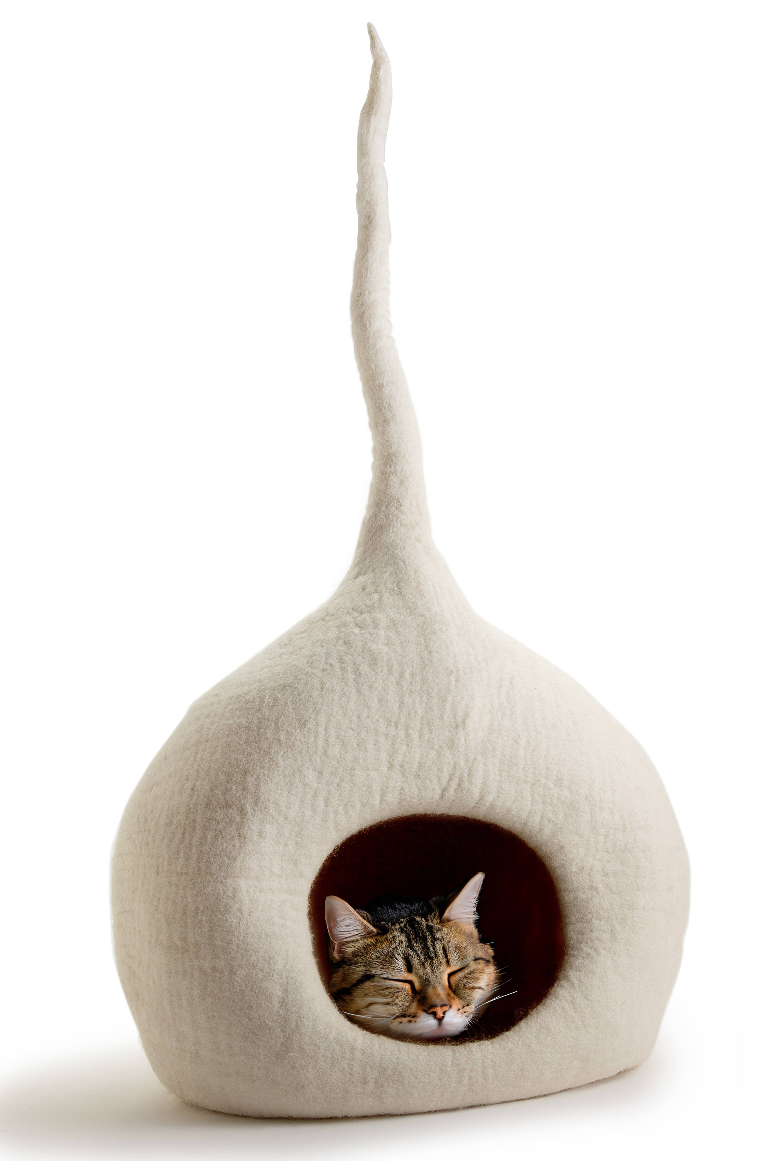 CBC Huisdieren - Unieke Kattenhol Bed Groot - 100% Wol, Handgemaakt: Bruin / X-Large