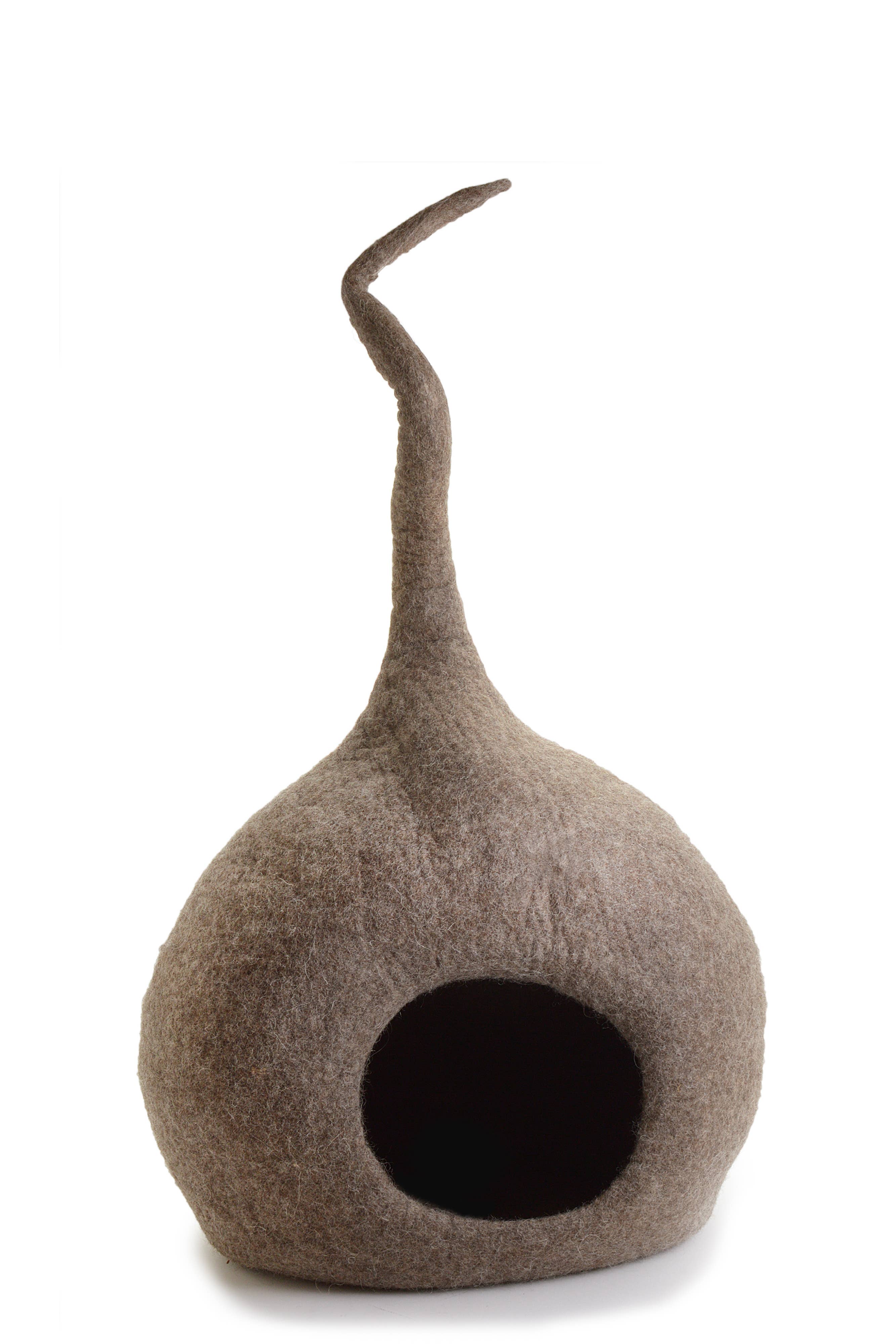 CBC Huisdieren - Unieke Kattenhol Bed Groot - 100% Wol, Handgemaakt: Donkergrijs / X-Large